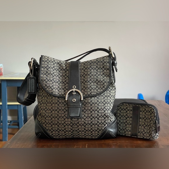 VTG. COACH Women’s Sig. Monogram F3M-6376 Crossbody Handbag Purse w/ Coin Holder - Picture 1 of 15